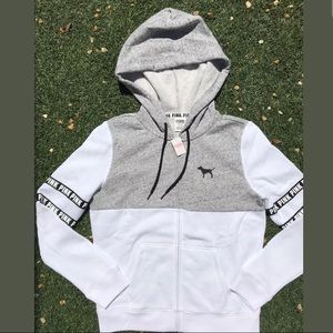 Victoria's Secret PINK Logo Hoodie Full Zip Gray